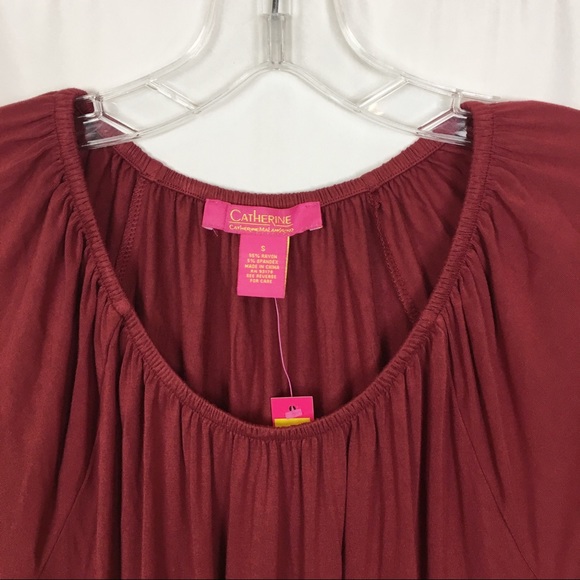 Catherine Malandrino Short Sleeve Top Cranberry S - Picture 5 of 10